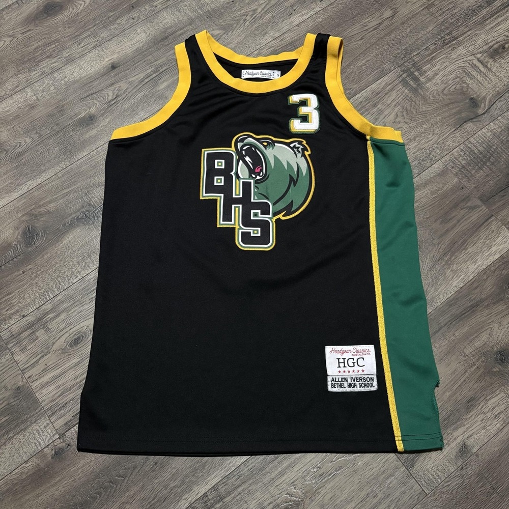 Bethel High School Jersey Mens Medium Black Basketball Allen Iverson‎ 3 Headgear